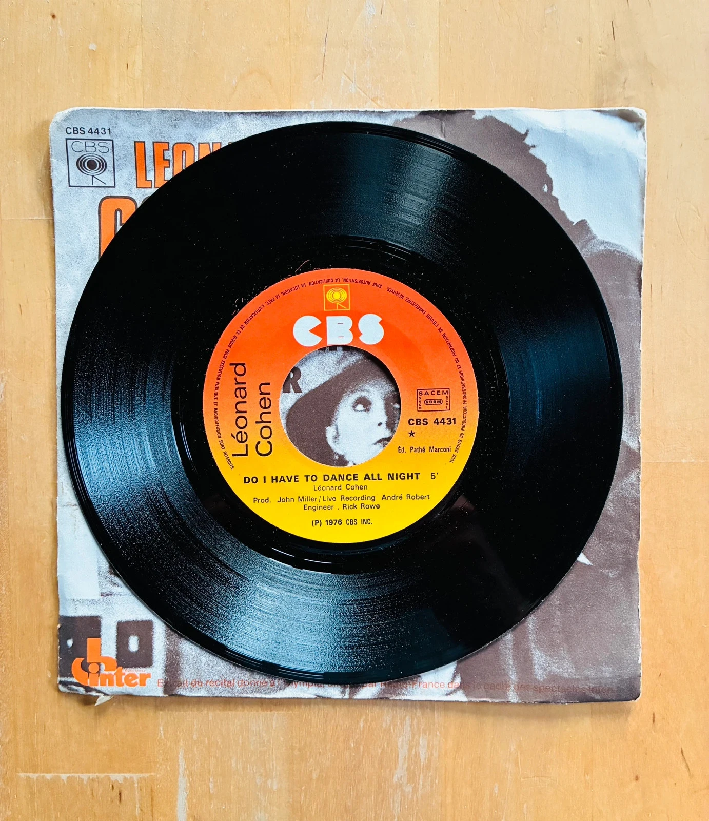 Disco de vinil 45T Leonard Cohen Do I have to dance all night? – photo 3
